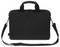 Eine schwarze Laptop-Tasche mit Tragegriff und abnehmbarem Schultergurt, vor einem weißen Hintergrund abgebildet.