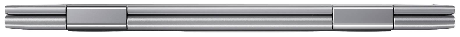 Scharnier eines grauen faltbaren Geräts in Nahaufnahme, zeigt mechanisches Design und Materialauswahl.