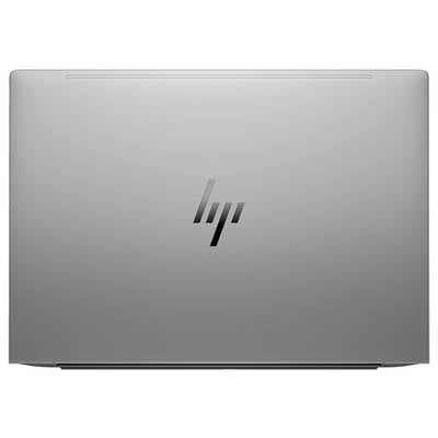 Silberner Laptop geschlossen, oberer Deckel mit HP-Logo in der Mitte.
