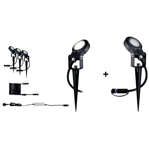 Paulmann 4064161325880 Beleuchtungssystem Plug & Shine LED-Gartenstrahler-Starter-Set 4er Set LED 24 W Warmweiß Anthrazi...