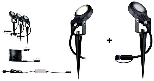 Paulmann  4064161325880 Beleuchtungssystem Plug & Shine  LED-Gartenstrahler-Starter-Set  4er Set LED 24 W Warmweiß Anthrazit