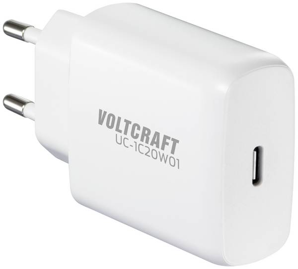 VOLTCRAFT UC-1C20W01 USB Ladegerät 20 W 1x USB-C® Fast Charge, USB PD 3.0 Weiß Innenbereich GaN