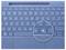 Nahaufnahme einer blauen Tastatur mit Hervorhebung der Windows-Taste neben der Alt-Taste.