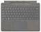 Tastaturhülle mit Touchpad für ein Tablet, zeigt Tastenlayout und graue Stoffoberfläche. Ideal für mobiles Arbeiten.