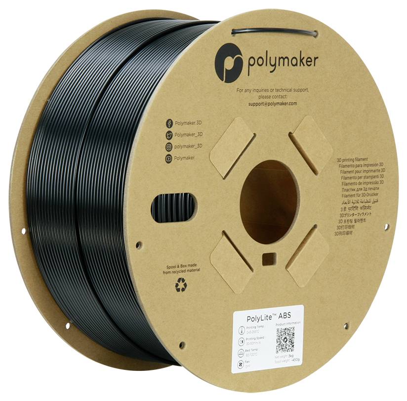 Polymaker PM70899 Black Filament ABS kunststof Hittebestendig, Slagvast, Geurarm 2.85 mm 3000 g Zwart PolyLite™ 1 stuk(s)