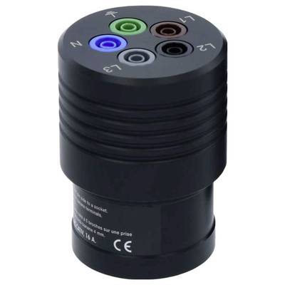 Schwarzer Adapterstecker mit fünf farbcodierten Anschlüssen, nummeriert von 1 bis 5. Geeignet für elektrische Verbindungen. CE-gekennzeichnet.