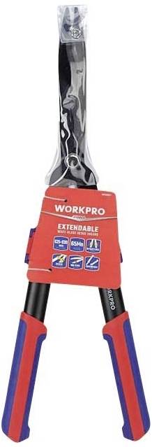 Eine rote und schwarze ausziehbare Astschere der Marke WorkPro, geeignet für verschiedene Schnittarten.