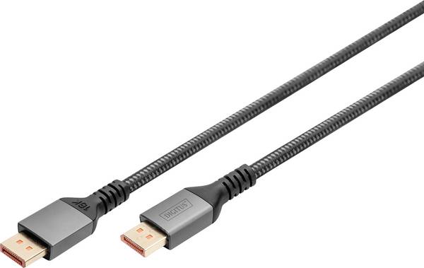 Digitus DisplayPort Anschlusskabel DisplayPort Stecker, DisplayPort Stecker 1 m Schwarz DB-340111-010-S 8K UHD, Aluminium-Stecker, doppelt geschirmt, Rund, Simplex, vergoldete Steckkontakte DisplayPort-Kabel