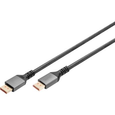 Ein schwarzes HDMI-Kabel mit robusten Anschlüssen liegt diagonal. Der eine Stecker wird als männlich, der andere als weiblich bezeichnet.