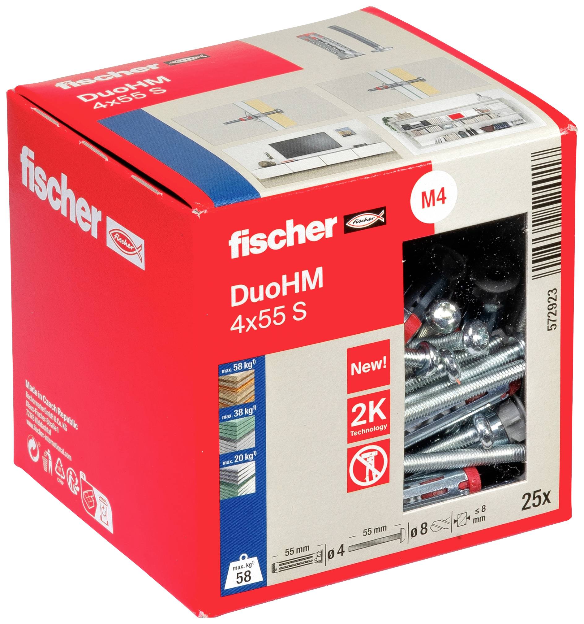 Fischer 572923 DuoHM 4x55 S PH TX Hohlraumdübel 55 mm 25 St.