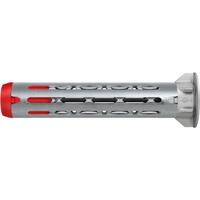 Ein zylindrischer Metallankerbolzen mit rotem Ende und Schlitzseiten, konzipiert zur sicheren Befestigung in Bau- oder Schwerlastenanwendungen.