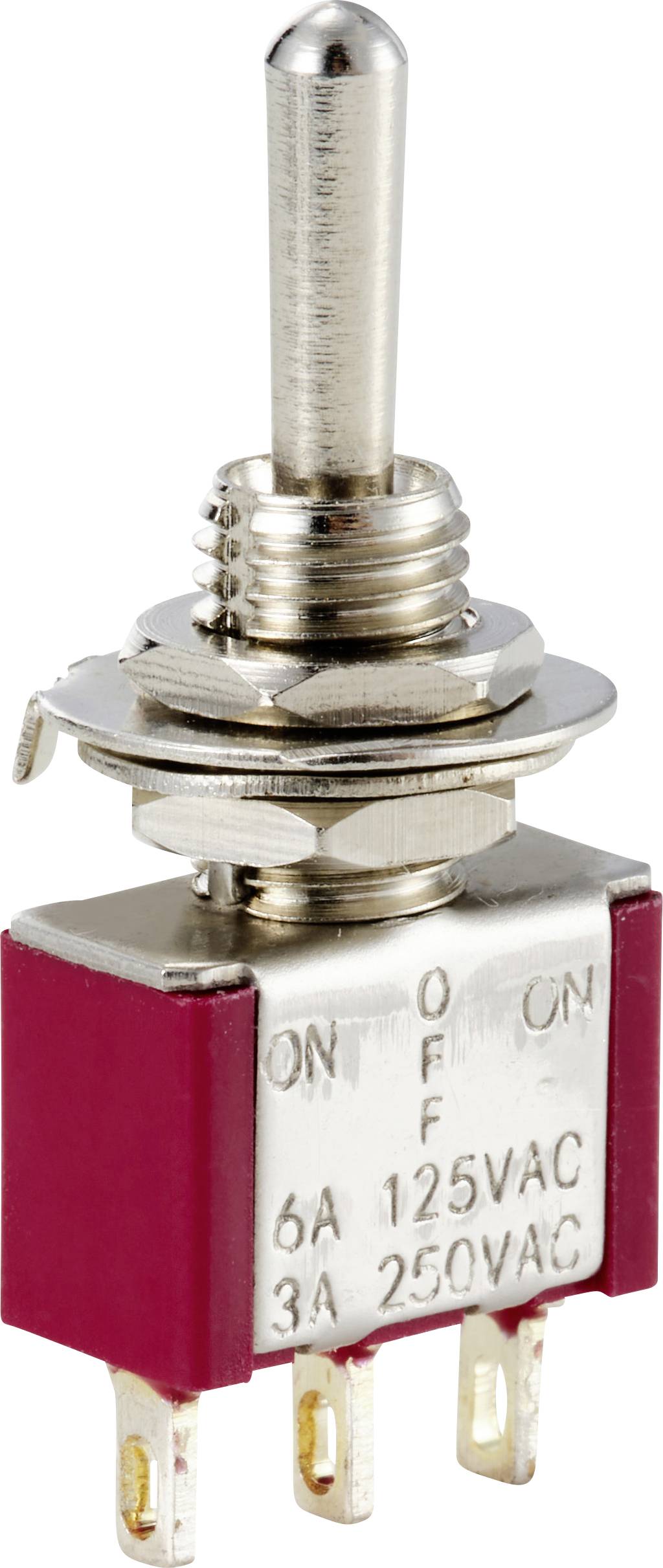 TRU COMPONENTS TC-12819612 Kippschalter 125 V/AC, 250 V/AC 6 A 1 x (Ein)/Aus/(Ein) tastend 1 St.