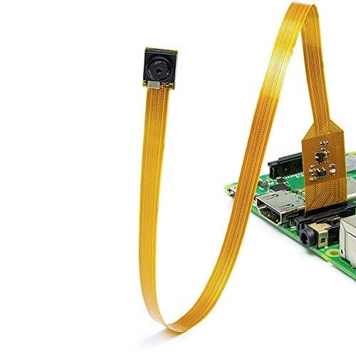 Eine kleine Kamera ist an ein Flachbandkabel angeschlossen, das mit einem elektronischen Schaltkreis verbunden ist.
