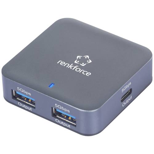 Thumbnail - Renkforce RF-USBH-480 4 Port USB 3.2 Gen 1-Hub (USB 3.0) USB-A, USB-C® mit Aluminiumgehäuse Grau