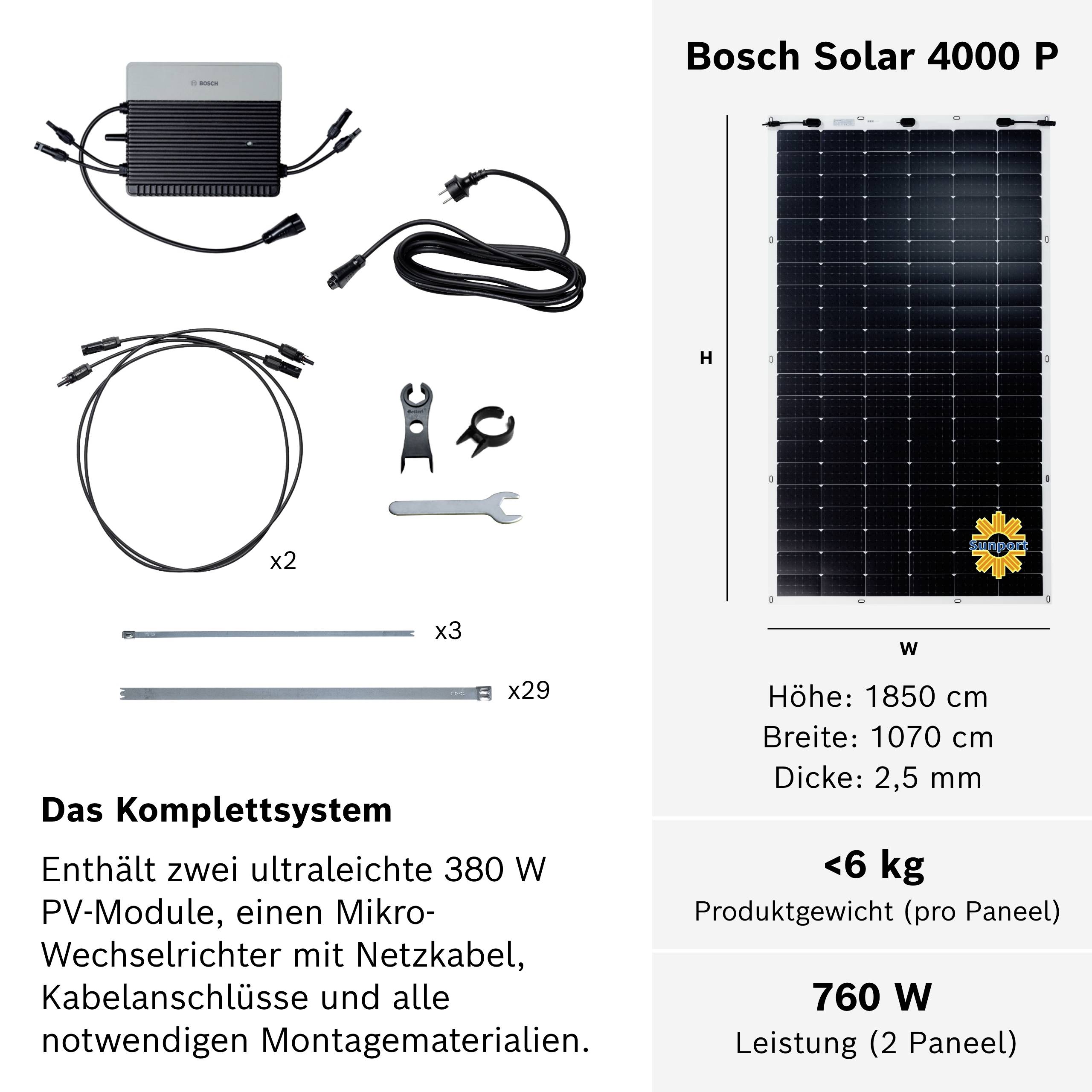 Bosch Home Comfort Solar 4000 P 7733703075 Solar-Set 600 Wp inkl. Anschlusskabel, inkl. Wechselrichter-1