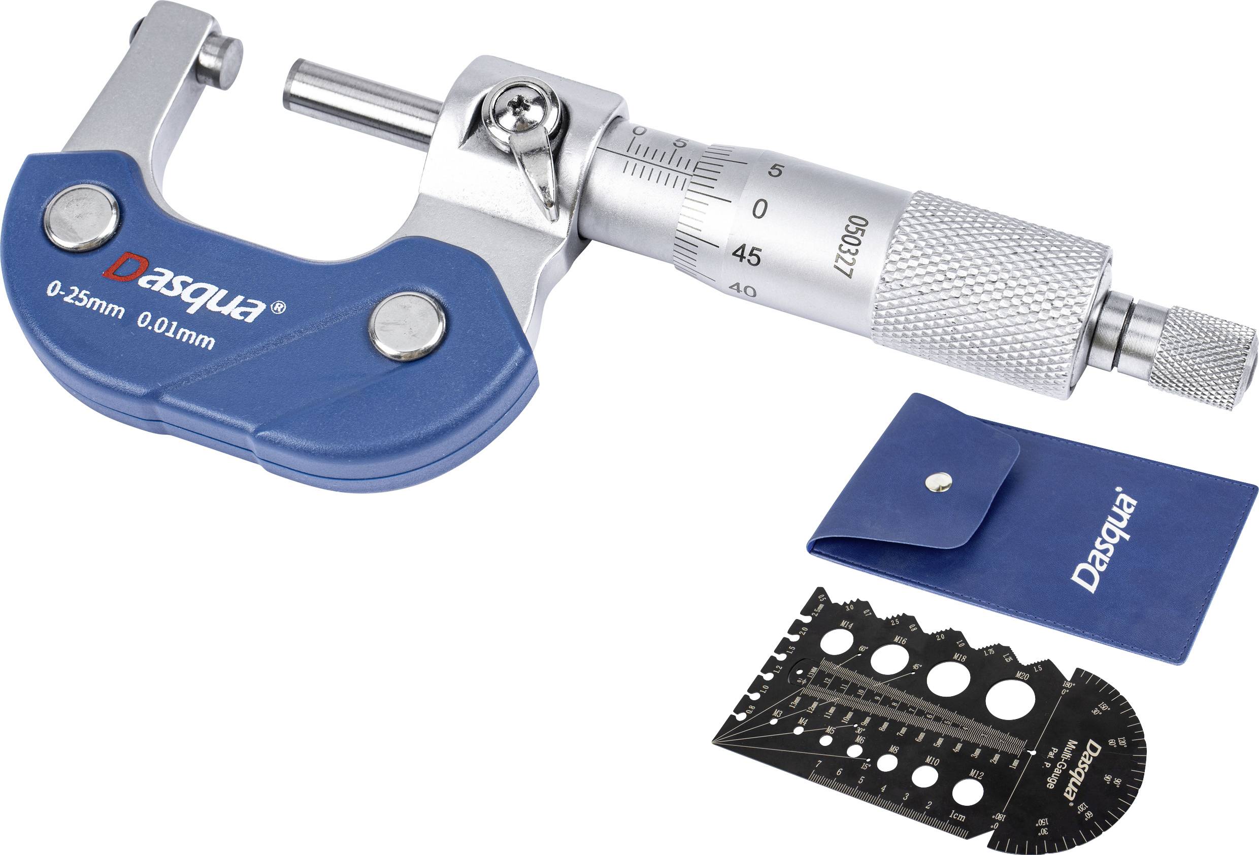 Dasqua 4111-5205 + 8511-0060 Bügelmessschraube 0 - 25 mm Ablesung: 0.01 mm