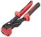 Eine rote Kneifzange mit schwarzen Akzenten und rutschfesten Griffen, geeignet für grobe Draht- und Kabeltrennungen.
