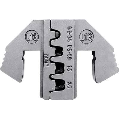 Ein metallisches Werkzeug mit der Aufschrift 'L13'. Es zeigt Messungen von 0,2-0,5 bis 2,5 mm für die Verdrahtung.