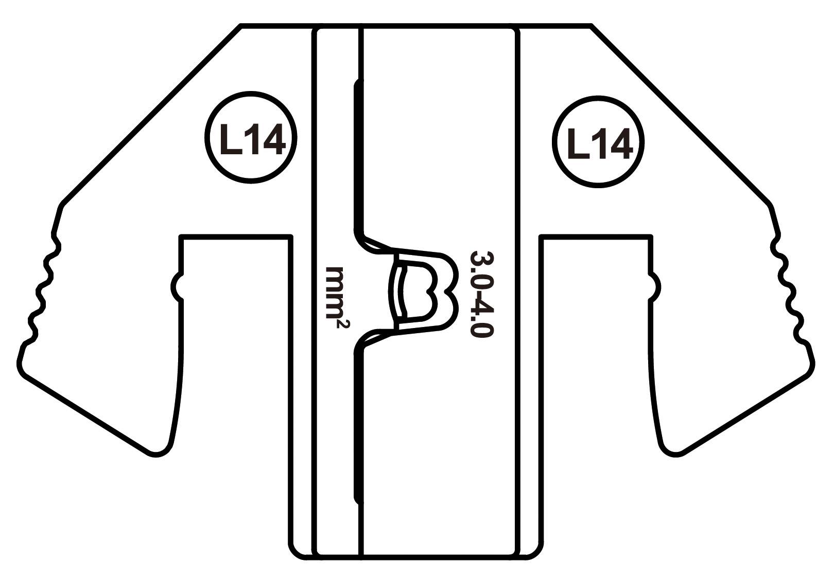 Steckeranschluss mit Markierung 'L14', Querschnittsangabe '3.0-4.0 mm²'.