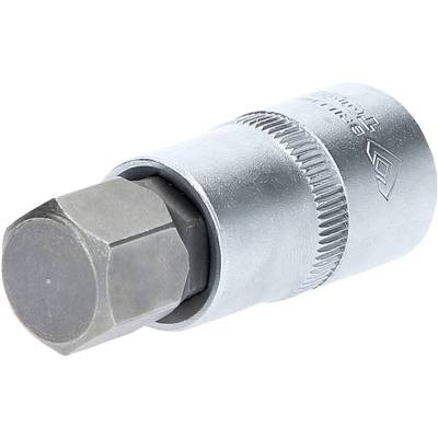Metallschraubenkopf aus Sechskantprofil mit silbernem zylindrischem Griff, teilweise mit geriffelter Oberfläche für besseren Halt.