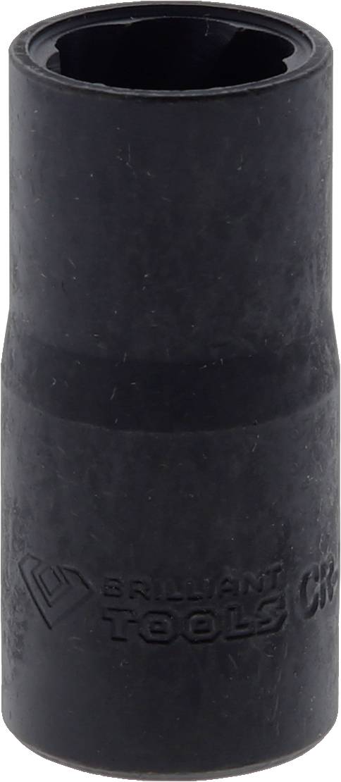 Ein schwarzer Steckschlüsseleinsatz aus Metall mit der Aufschrift 'BRILLIANT TOOLS'.