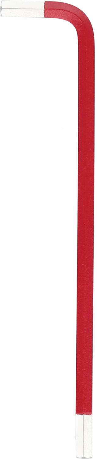 Ein roter Sechskantschlüssel (Inbusschlüssel) in L-Form, hauptsächlich verwendet zum Festziehen oder Lösen von Schrauben.