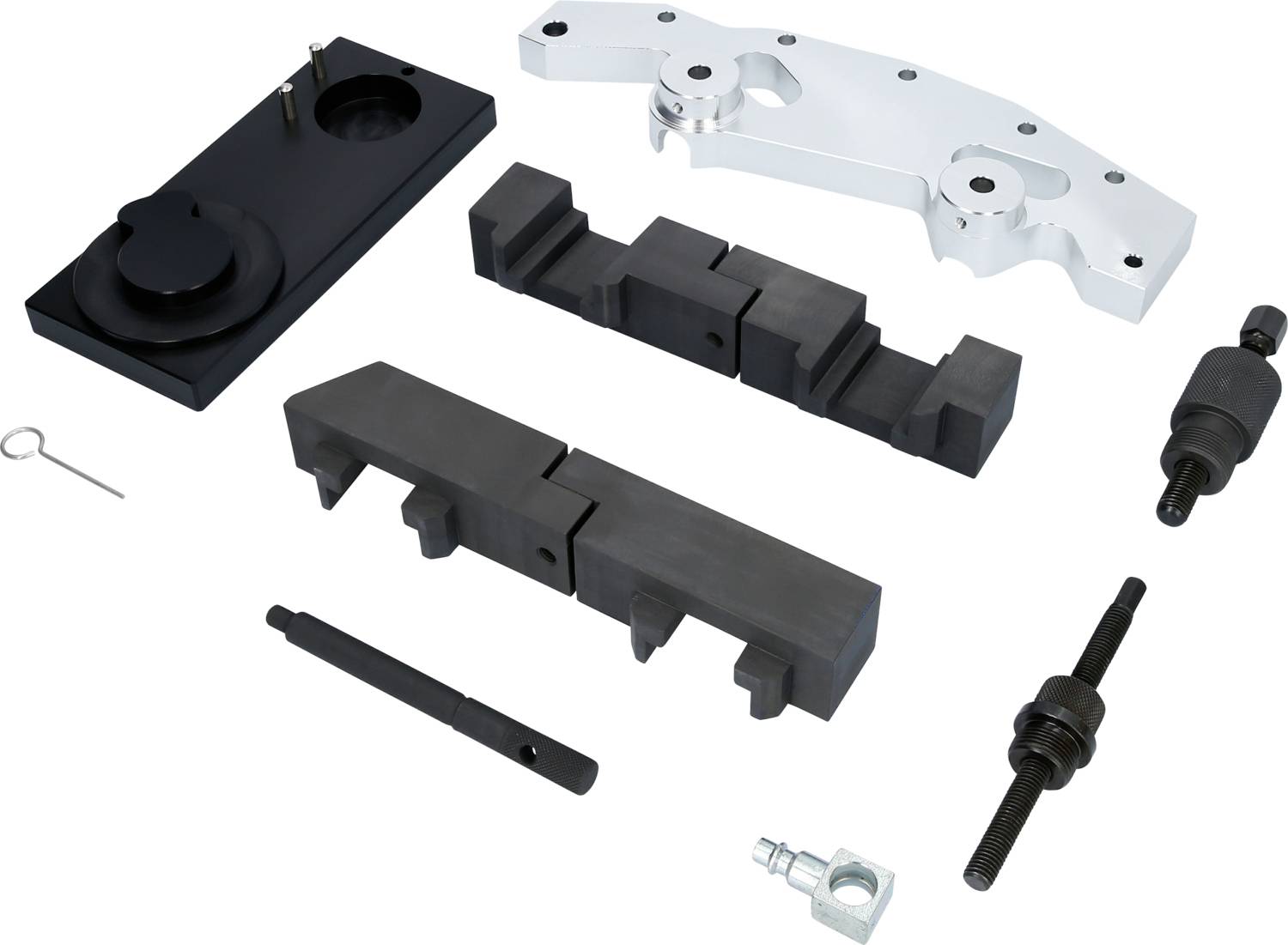 Eine Sammlung von Metallteilen in verschiedenen Formen und Größen, die möglicherweise für mechanische oder industrielle Anwendungen genutzt werden.