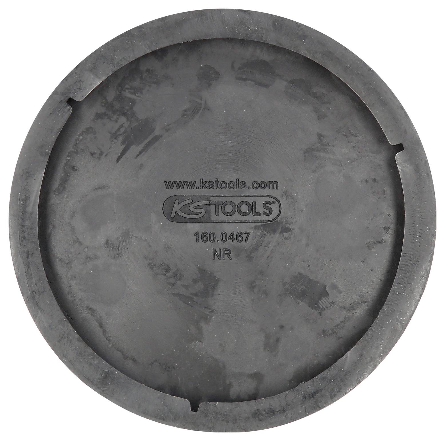 Runde, graue Gummischeibe mit der Aufschrift 'KS TOOLS' und Artikelnummer '160.0467 NR' in der Mitte.