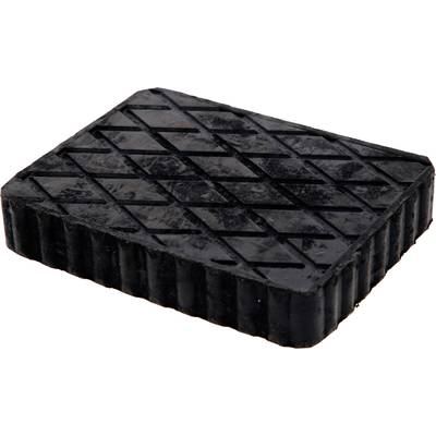 Schwarzer Gummipuffer mit rautenmuster Oberfläche und geriffelten Seiten. Verwendet zur Dämpfung oder Stabilisierung von Gegenständen.