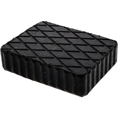 Ein rechteckiger, schwarzer Gummiblock mit rautenförmigem Muster auf der Oberfläche.