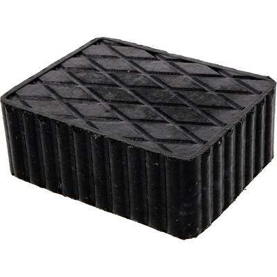 Ein rechteckiger, schwarzer Gummi-Block mit seitlichen Rillen und diagonalen Mustern auf der Oberfläche.