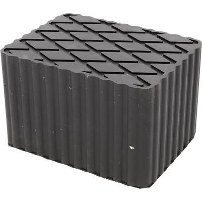 Ein schwarzer, rechteckiger Gummiblock mit rutschfester oberer Oberfläche und gerippten Seiten.