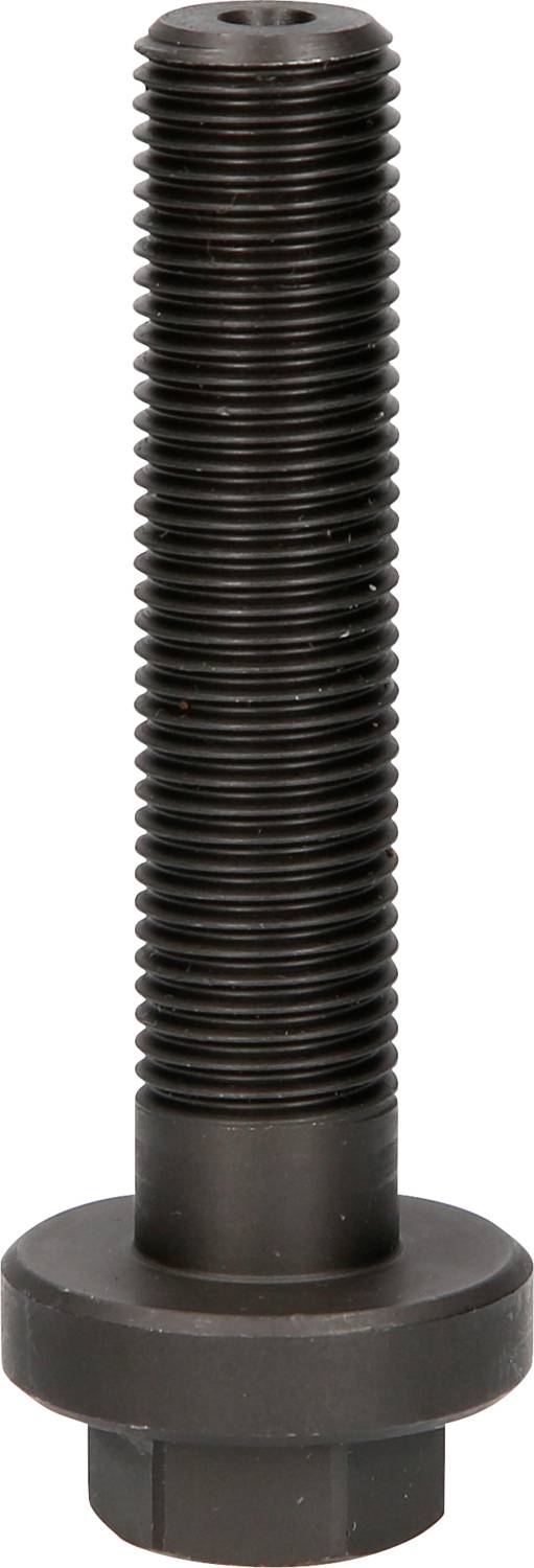 Eine schwarze, metallische Schraube mit großem Außengewinde und sechseckigem Kopf. Geeignet für industrielle Anwendungen.