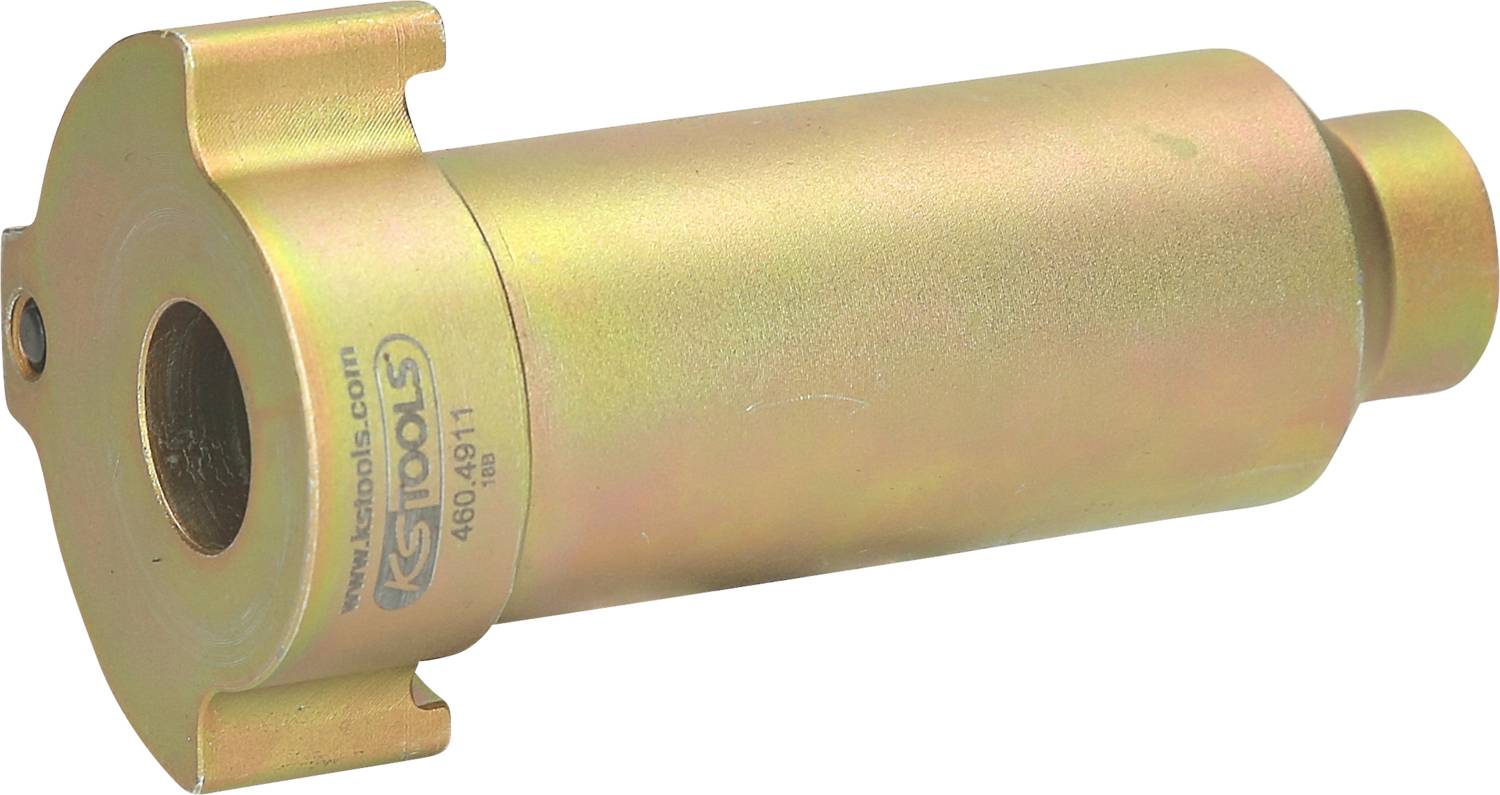 Metallisches Werkzeug mit zylindrischer Form und seitlicher Bohrung, markiert mit 'S Tools'. Verwendet für spezielle Montagearbeiten.