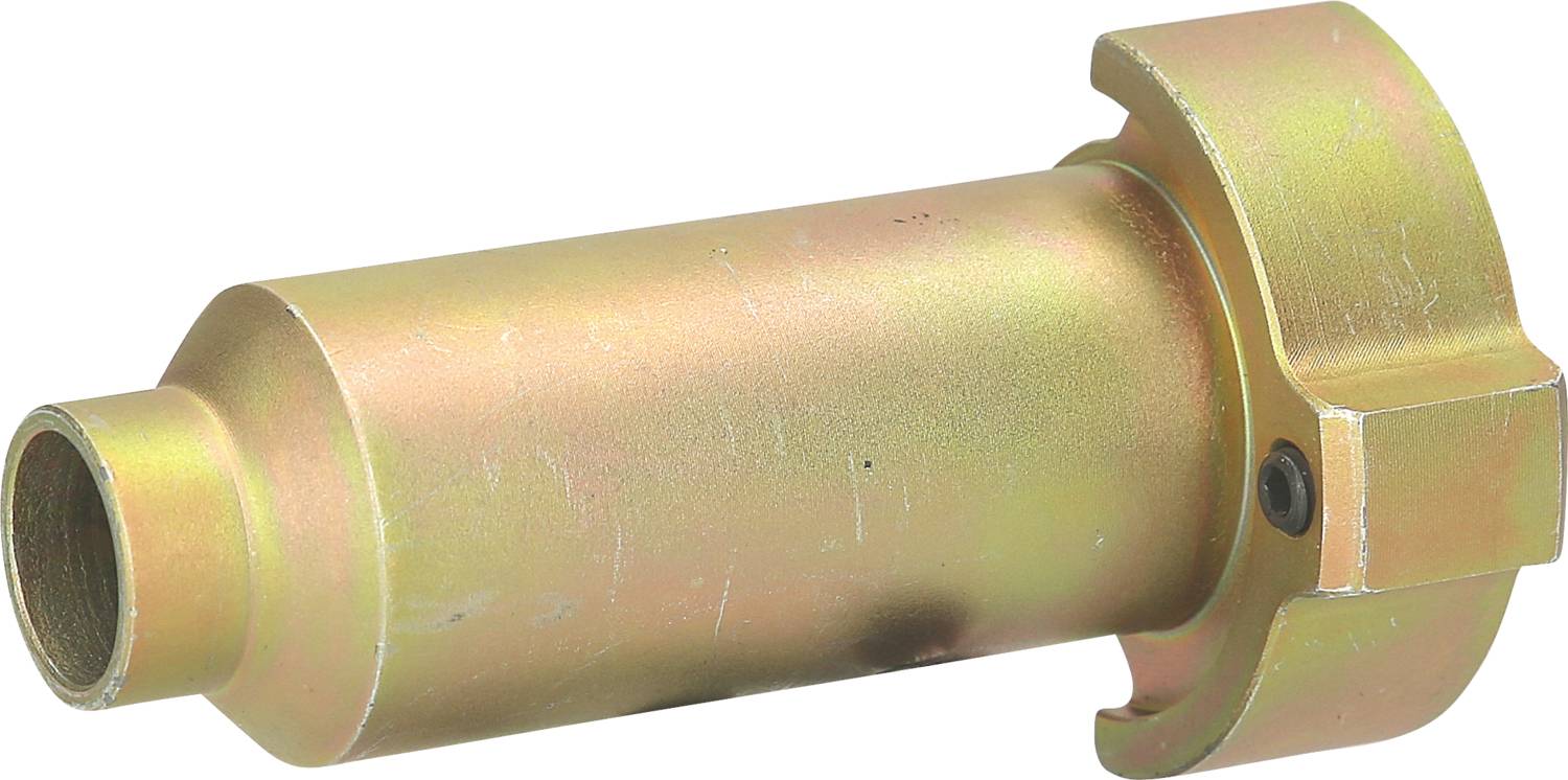 Metallzylinder mit flacher Kappe und seitlichem Bolzen. Möglicherweise ein Maschinen- oder Fahrzeugteil.
