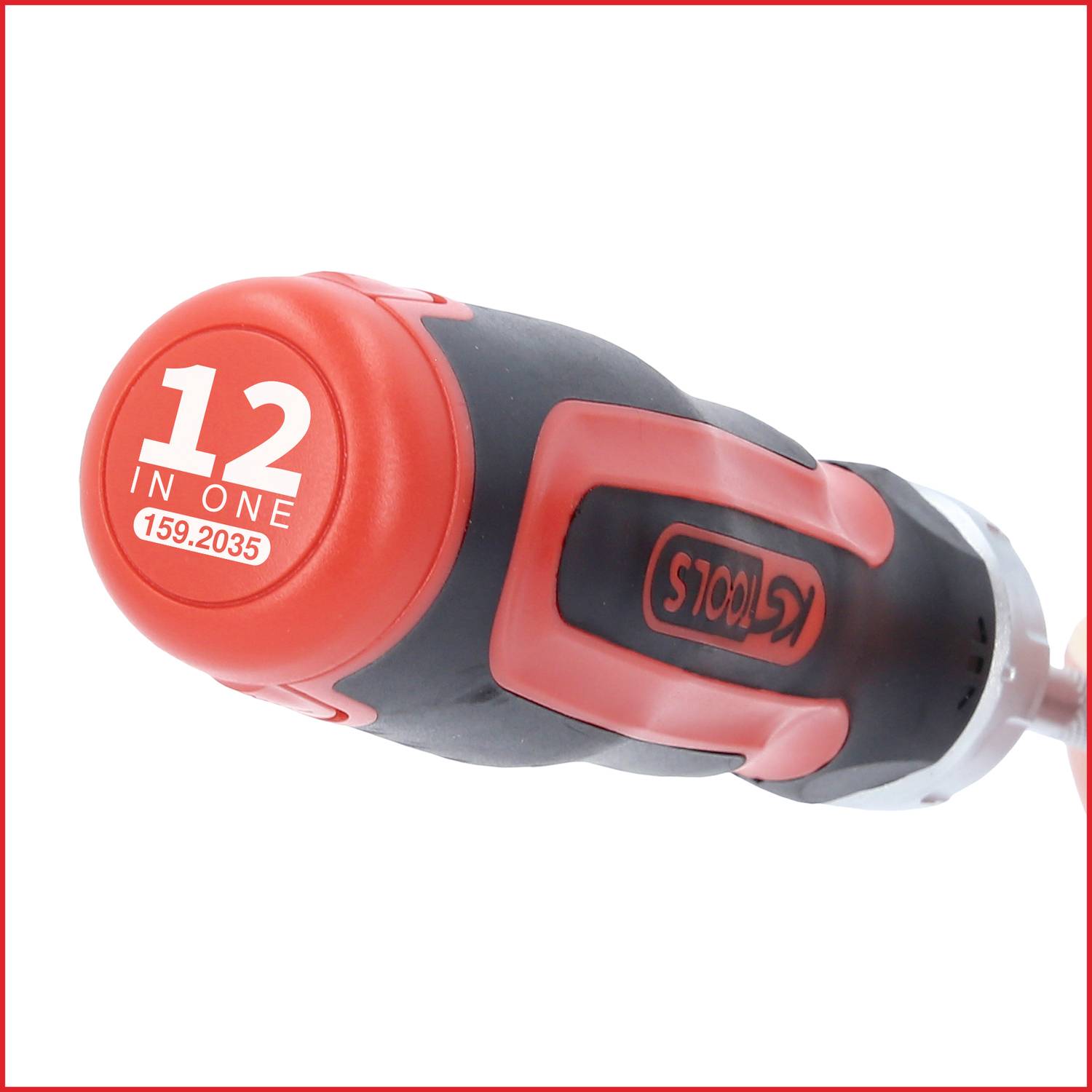 Ein Schraubenziehergriff mit der Aufschrift '12 in One'.