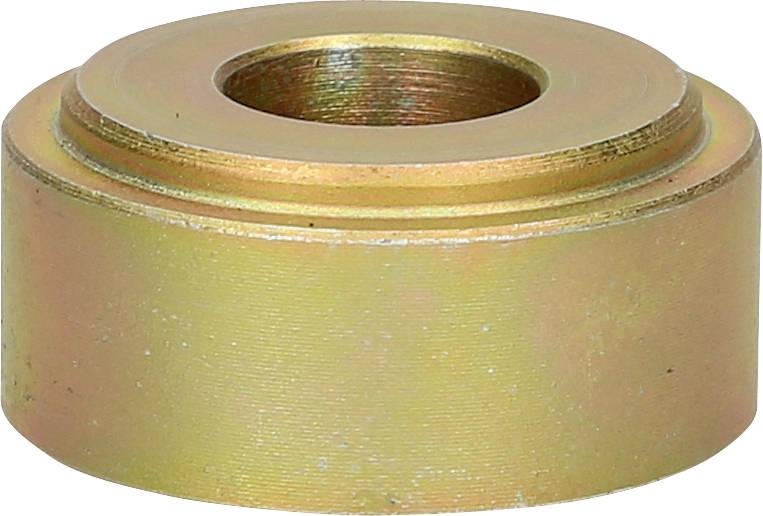 Ein metallisches zylindrisches Bauteil mit einer zentralen Öffnung, möglicherweise ein Distanzring oder eine Lagerbuchse.