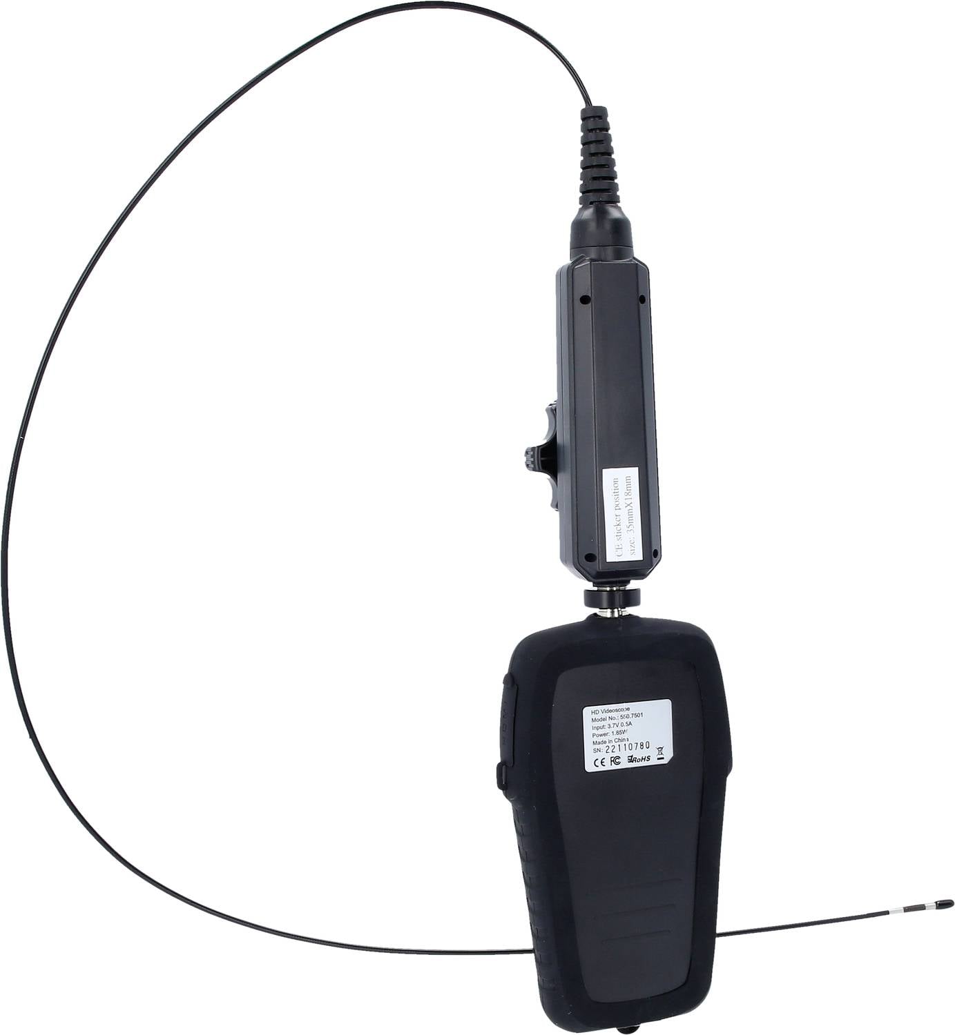 Ein tragbares Endoskop mit flexiblem Schlauch und Kamera, verwendet zur visuellen Inspektion schwer erreichbarer Bereiche.