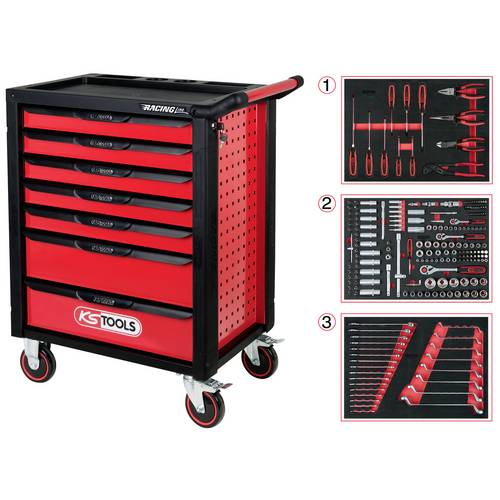 KS Tools 826.7215 Werkstattwagen Stahlblech Herstellerfarbe: Schwarz, Rot