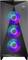 Schwarzes Computergehäuse mit drei leuchtenden RGB-Lüftern an der Vorderseite.