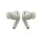 Kabellose, weiße Ohrhörer mit In-Ear-Design und kurzen Stielen, links und rechts gekennzeichnet, auf weißem Hintergrund.