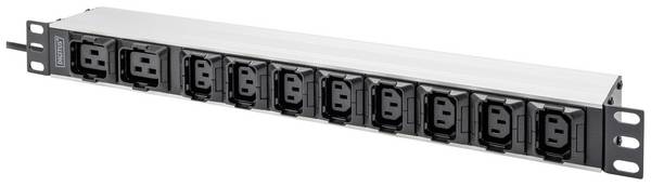 Digitus DN-95427 19 Zoll  Netzwerkschrank-Steckdosenleiste  1 HE Kaltgeräte-Steckdose C13 10A  Geeignet für Schranktiefe: ab 300 mm Aluminium, Aluminium (eloxiert), Schwarz, Schwarz (matt), Schwarz-Silber, Schwarz/Silber