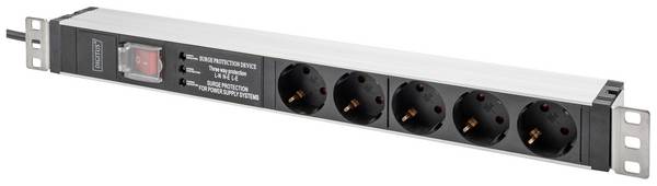 Digitus DN-95433 19 Zoll  Netzwerkschrank-Steckdosenleiste  1 HE Schutzkontaktsteckdose  Geeignet für Schranktiefe: ab 300 mm Aluminium, Aluminium (eloxiert), Schwarz, Schwarz (matt), Schwarz-Silber, Schwarz/Silber