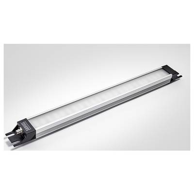 Ein rechteckiges LED-Licht mit Aluminiumrahmen und schwarzem Kappe auf weißem Hintergrund.