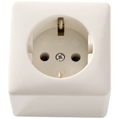 Weiße Wandsteckdose mit zwei Löchern für Euro- und Schuko-Stecker, sichtbar von vorne.