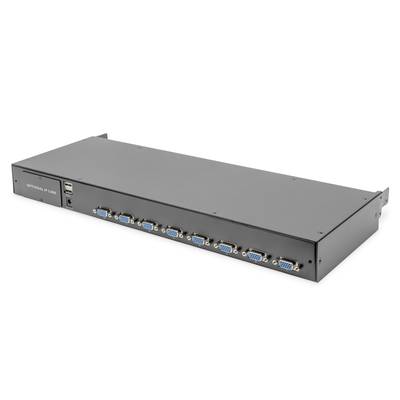 Ein schwarzes Rack-Mount-Gerät mit acht VGA-Anschlüssen und zwei USB-Ports an der Vorderseite.