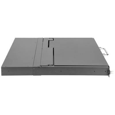 Ein flaches, schwarzes Gerät mit Metallgriffen an den Seiten, vermutlich technisches Equipment zur Serverintegration.