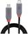 Ein schwarzes USB-C-Kabel mit grauen Steckern und roten Akzenten, geeignet für Datenübertragung und schnelles Laden bis 240W.