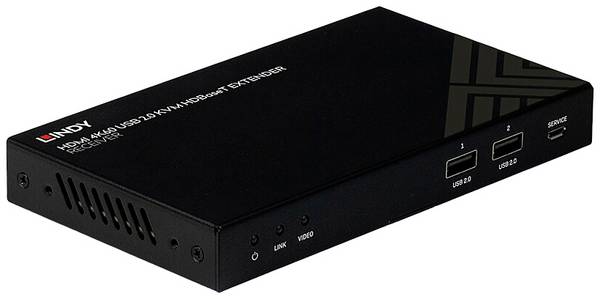 LINDY Cat.6 HDMI 4K60, IR, RS232 & Audio HDBaseT KVM Extender, Receiver HDBaseT HDBaseT Extender (Empfänger) über Netzwerkkabel RJ45 150 m