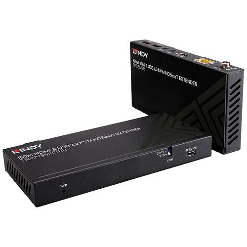 LINDY Cat.6 HDBaseT KVM Extender HDMI®, Infrarot, USB-A (USB 2.0) HDBaseT Extender Set (Sender + Empfänger) über Netzwer...